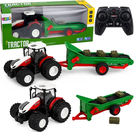 Rc zemědělský traktor s dopravníkem a přívěsem na balíky 1:24