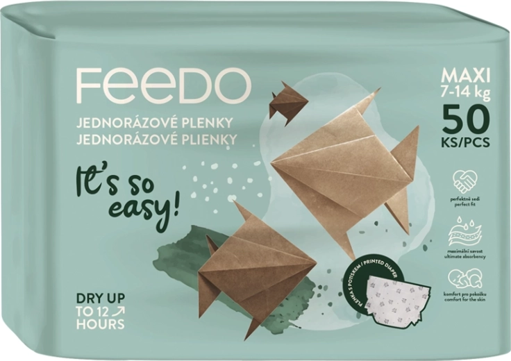 FEEDO jednorázové pleny Maxi 4 (7–14 kg), 50 ks