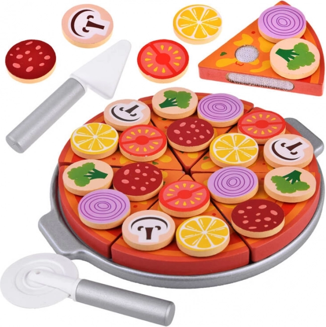 Dřevěný Pizza Set pro Děti s Odnímatelnými Doplňky