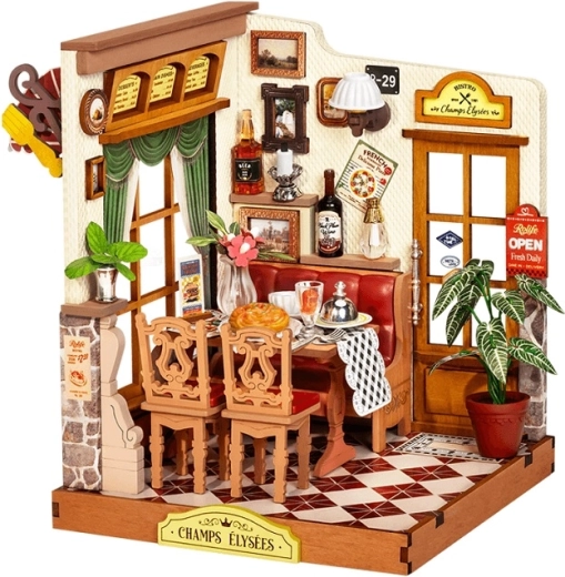 RoboTime 3D dřevěná miniatura domečku bistro na Champs-Élysées