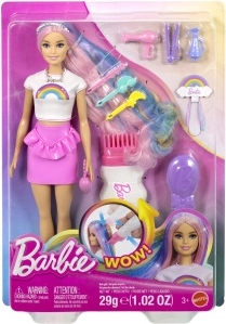 Barbie panenka s duhovými vlasy a třpytivým stylingem