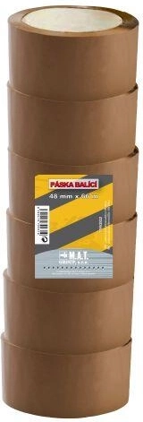 Balicí páska 48 × 66 m hnědá, sada 6 ks