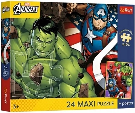 Trefl Marvel Avengers maxi puzzle 24 dílků s plakátem