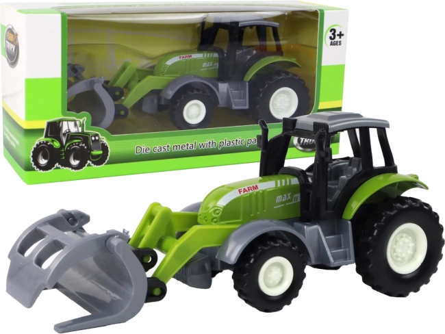 Zelený traktor s nakladačem Krokodýlek – dětský zemědělský stroj