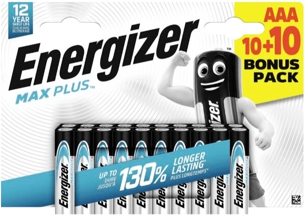 Energizer Max Plus alkalické baterie AAA 20 ks (10+10)
