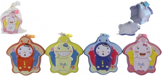 Dětská plechová pokladnička se zámkem 10 × 6 cm – 4 barvy