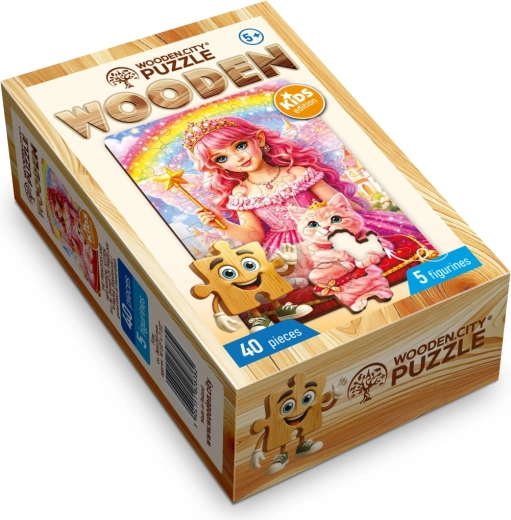 Dřevěné puzzle WOODEN CITY Princezna s magickým koťátkem, 40 dílků