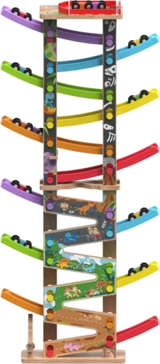 2Kids Toys velká dřevěná závodní dráha s 12 rampami
