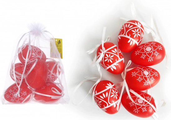 Dekorační plastová vajíčka červená 6 cm