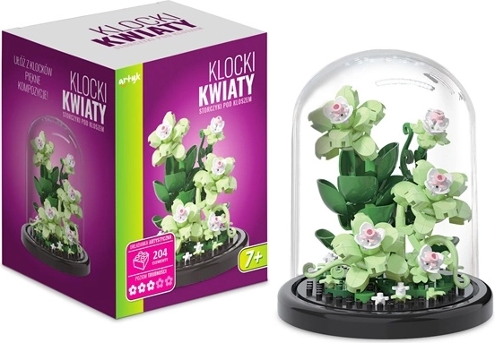 Stavebnice orchideje v transparentním klobouku 204 dílů