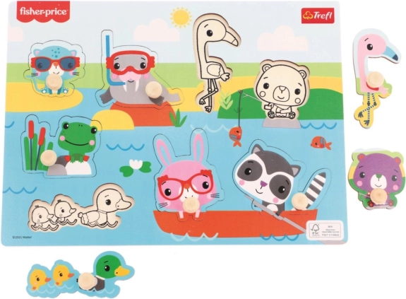 Dřevěná vkládačka Fisher-Price Zvířátka u vody