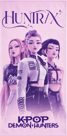 Dětská rychleschnoucí osuška K-Pop Demon Hunters Huntrix 70 × 140 cm, růžovo-fialová