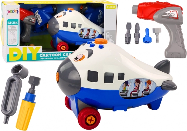 Kreslené letadlo k montáži DIY – modré