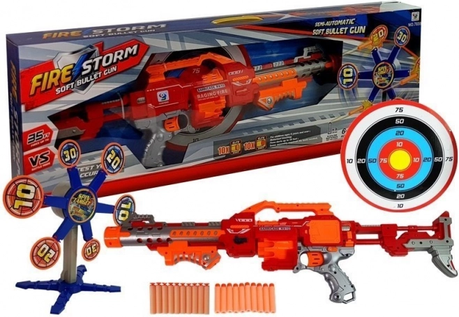 Karabina na pěnové šipky s otočným terčem