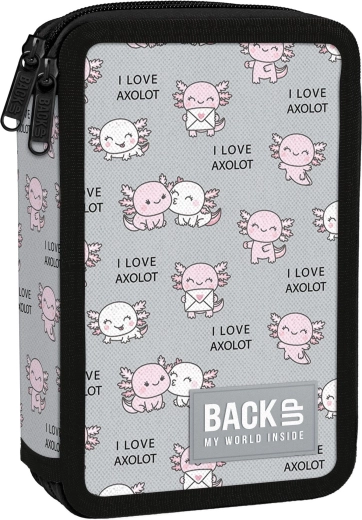 Dvoupatrový školní penál s výbavou BackUP Axolot Love
