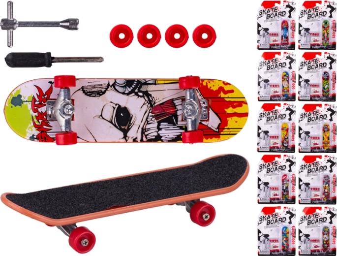 Mini kovový prstový skateboard 9,5 cm pro děti