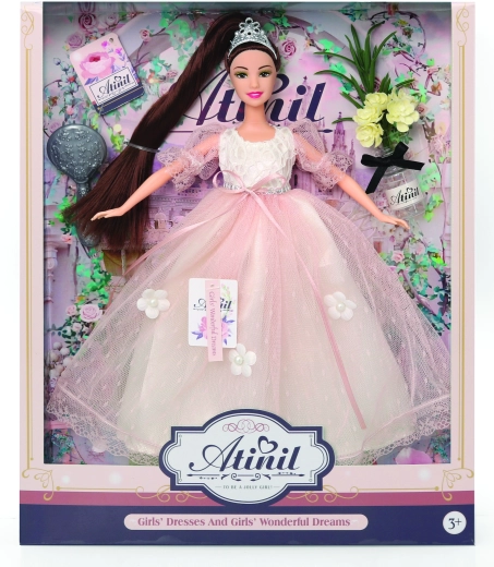 Panenka ve společenských šatech s doplňky 28 cm