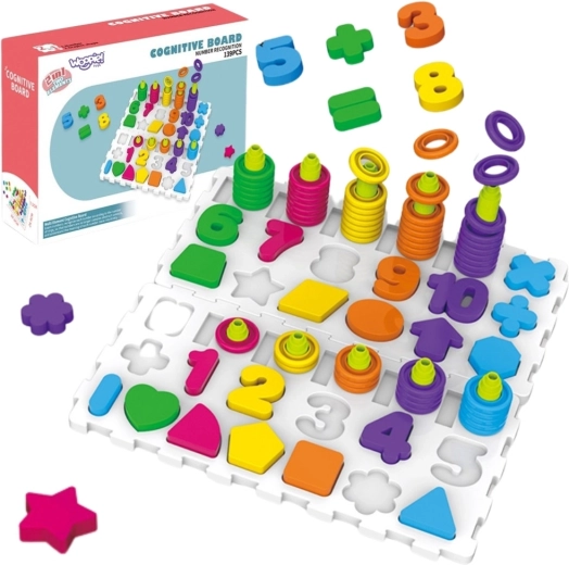 Montessori vzdělávací puzzle pro trénink mozku s písmeny a čísly Woopie, 139 dílků