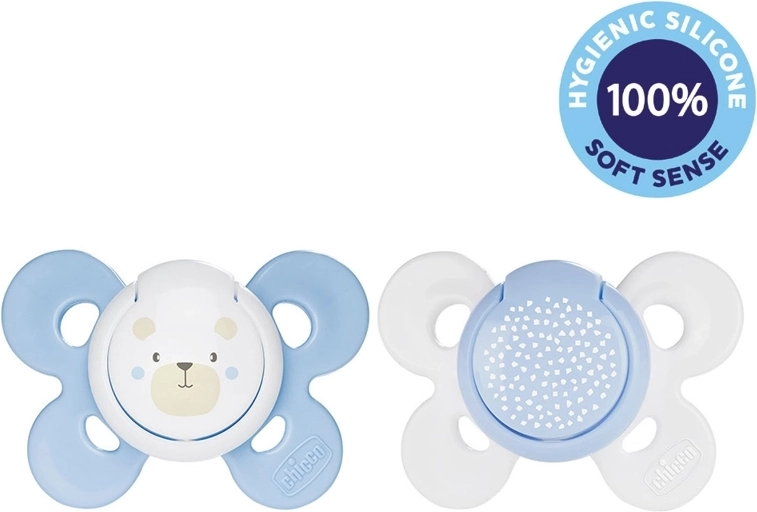 Chicco dudlík Physio Comfort silikon 2–6 m, vzor medvídek/tečky, 2 ks