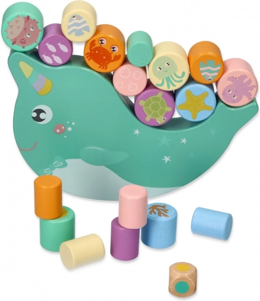 Dřevěná balanční hra – balancující narval