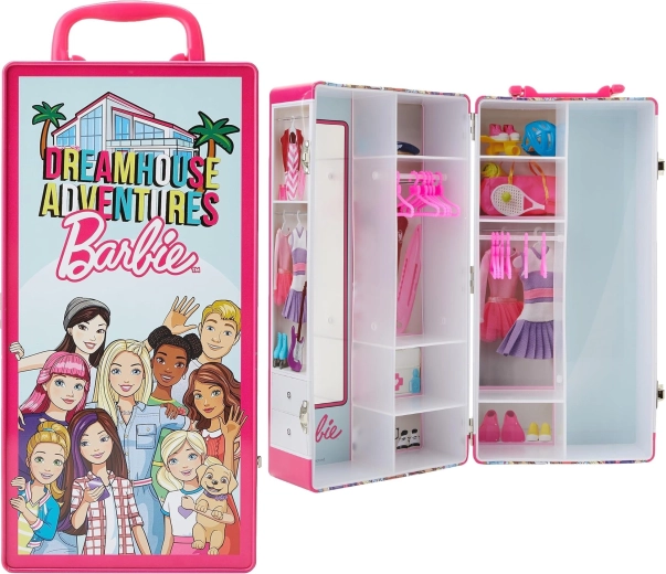 Klein Barbie Dreamhouse Adventures kovový kufřík se šatnou