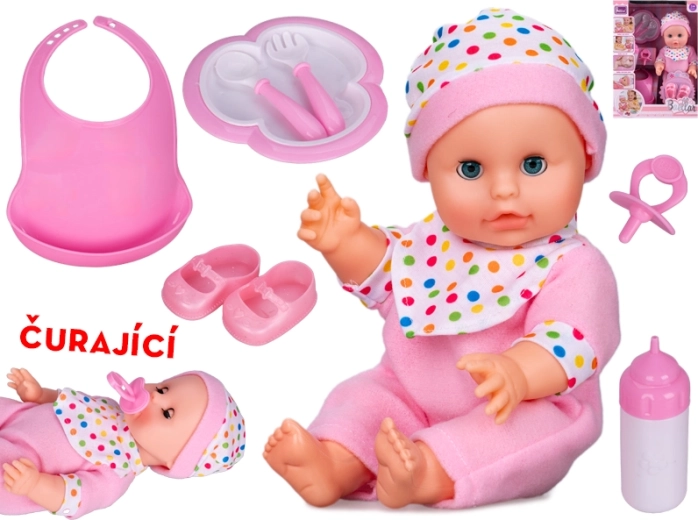 Mrkací panenka s funkcí čůrání 30 cm – růžová