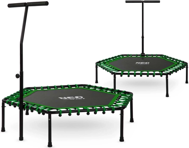 Neo-Sport šestihranná fitness trampolína s madlem 127 cm zelená