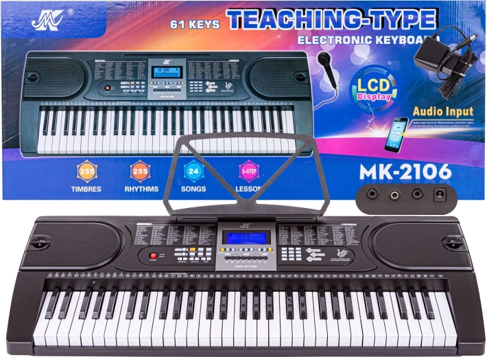 Keyboardové varhany 61 kláves s mikrofonem a napájecím adaptérem MK-2106