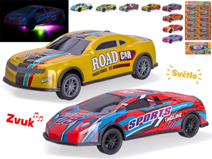 Závodní auto se zpětným chodem 12,5 cm se světly a zvuky