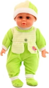 Miminko zvukové zelené – měkká panenka se zvuky