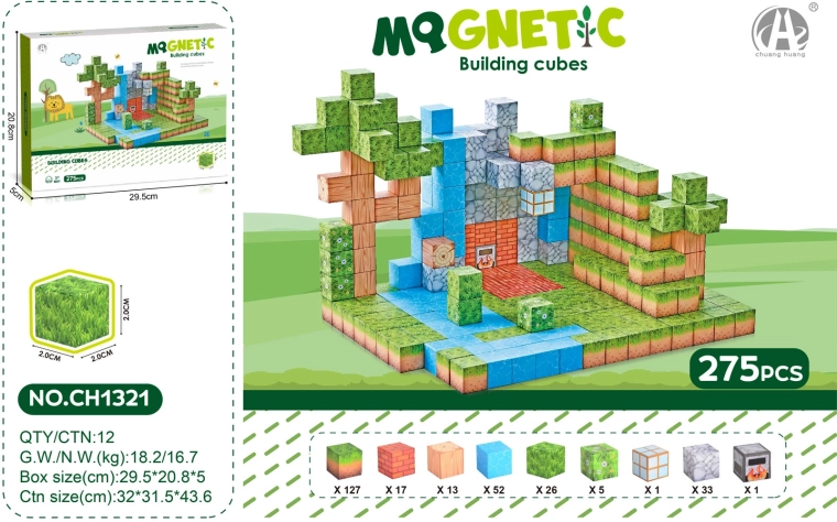 Magnetické kostky 3D – sada 275 dílků