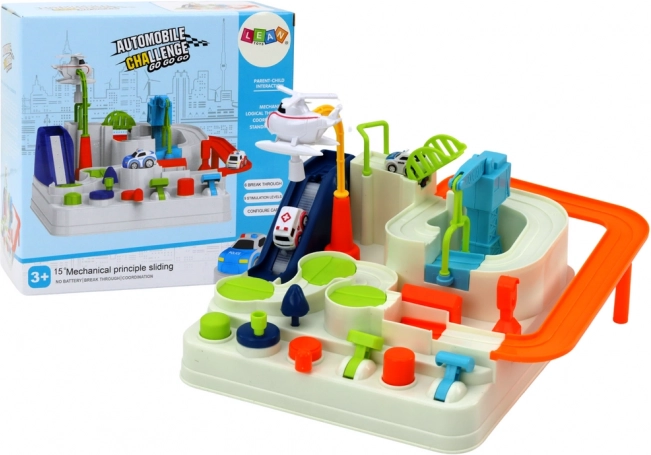 Interaktivní parkovací dráha pro děti s autíčky