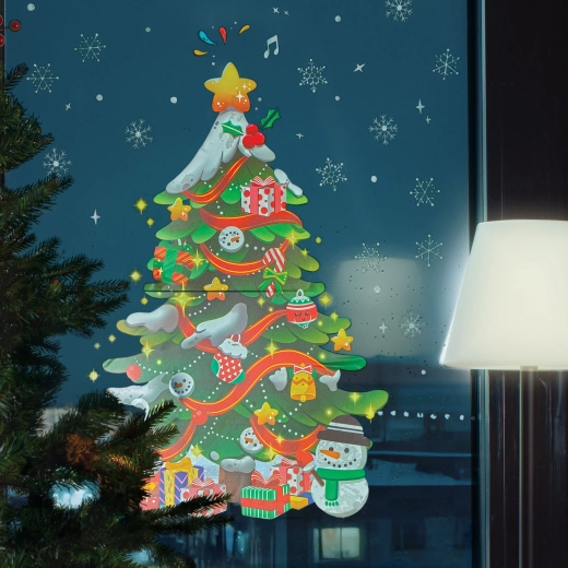 Vánoční samolepka na okno vánoční stromek 62 × 70 cm