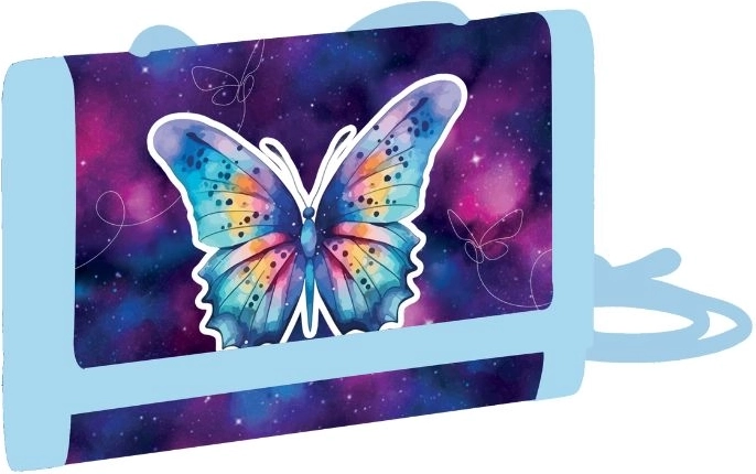 Dětská textilní peněženka Motýl na krk se suchým zipem