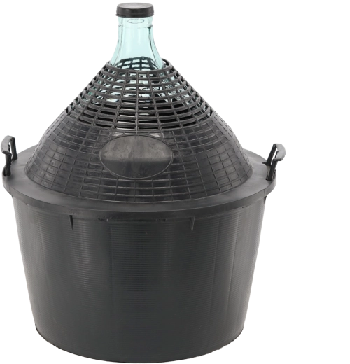 Skleněný balon na fermentaci v plastovém koši 34 l s úzkým hrdlem