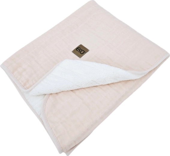 EKO mušelínová deka s kožešinou, růžová 75 × 90 cm