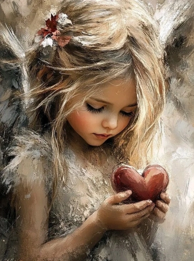 Malování podle čísel – dívka se srdcem 40 × 50 cm