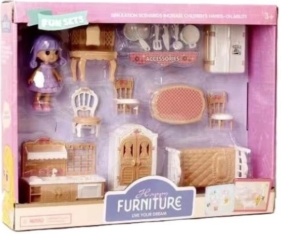 Happy Furniture sada nábytku s panenkou