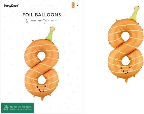 Foliový balónek číslo 8 oranžový 86 cm