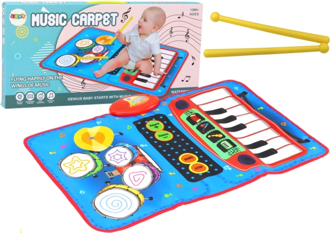 Interaktivní hudební podložka 2v1 bubny a piano s paličkami