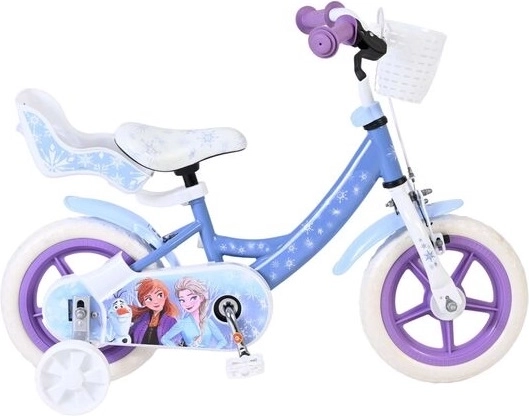 Dětské kolo Disney Frozen 12" s balančními kolečky a košíkem