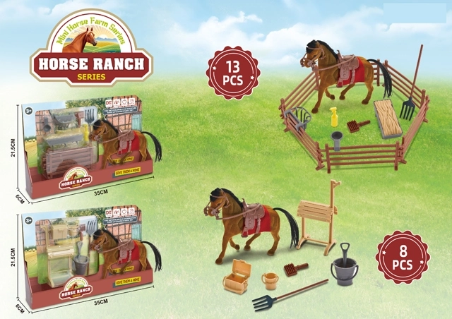 Hnědý kůň s příslušenstvím