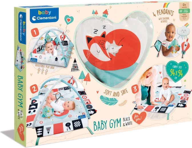 Clemmy baby dětská hrací deka s hrazdou černo-bílá