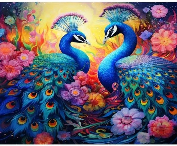 Diamantové malování – Paví schůzka 30 × 40 cm