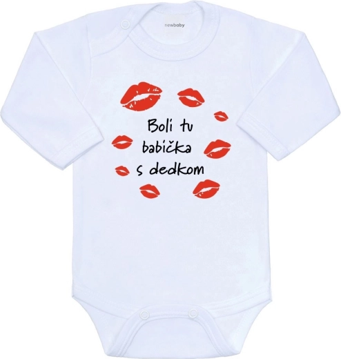 Dětské body s potiskem New Baby Boli tu babička s dědečkem, 56 (0–3 měsíce)