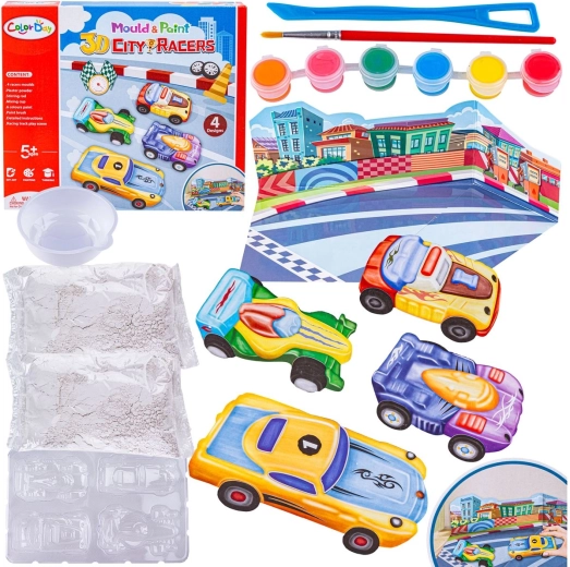 Color Day kreativní sada na odlévání a malování 3D závodních aut city racers