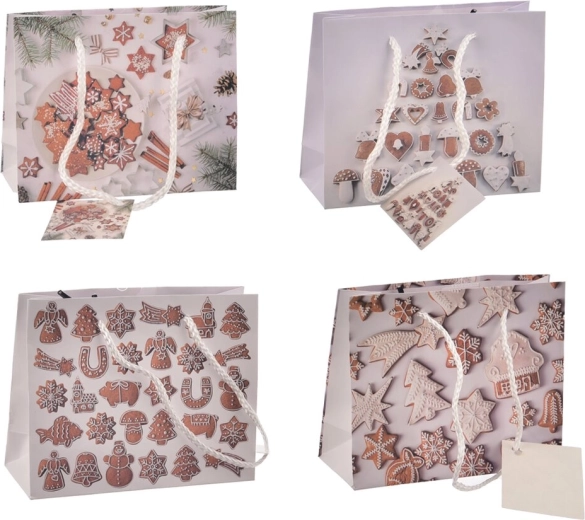Vánoční dárková taška Perníček 15 × 6 × 12 cm (4 varianty)