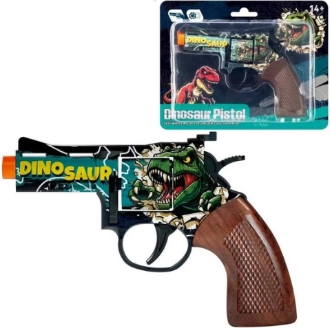 Metalový kapslový revolver s motivem dinosaura