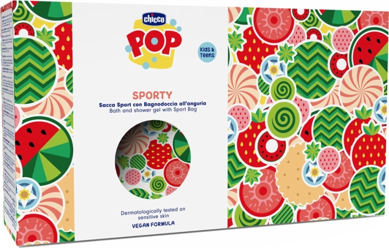 Chicco POP sprchový a koupelový gel Watermelon splash 300 ml se sportovním pouzdrem