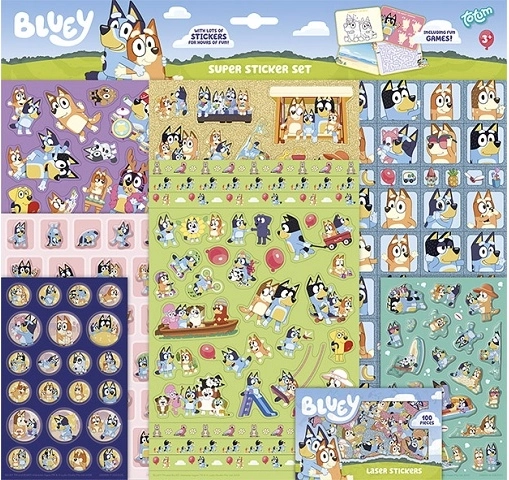 Bluey super samolepky – sada 8 archů